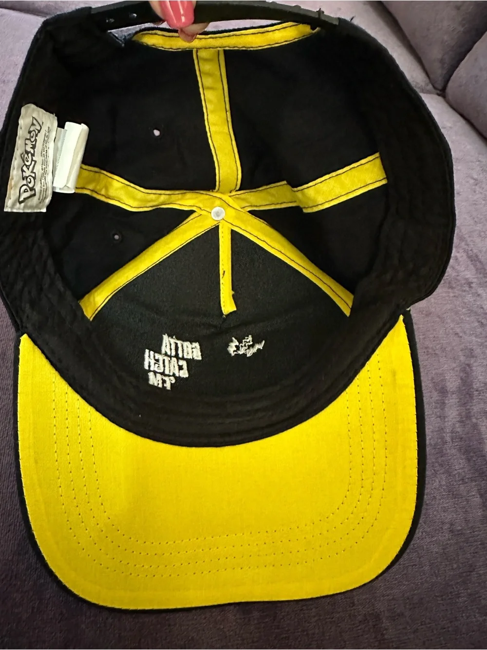 Pokemon Black Cap with Yellow Pikachu Patch